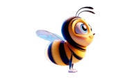 a cartoon bee is standing on a black background